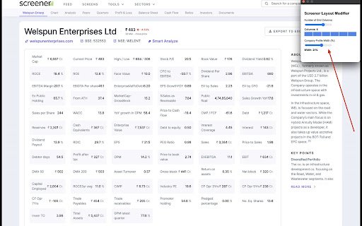 Screener Layout Modifier  from Chrome web store to be run with OffiDocs Chromium online