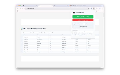 ScreenPrivacy  from Chrome web store to be run with OffiDocs Chromium online
