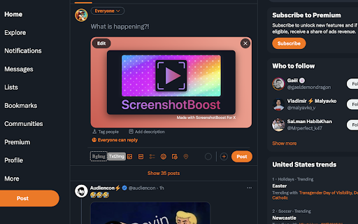 ScreenshotBoost for X  from Chrome web store to be run with OffiDocs Chromium online