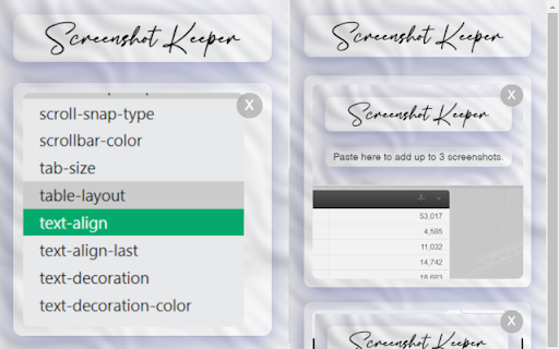 Screenshot Keeper  from Chrome web store to be run with OffiDocs Chromium online