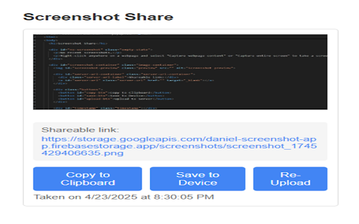 Screenshot Share  from Chrome web store to be run with OffiDocs Chromium online