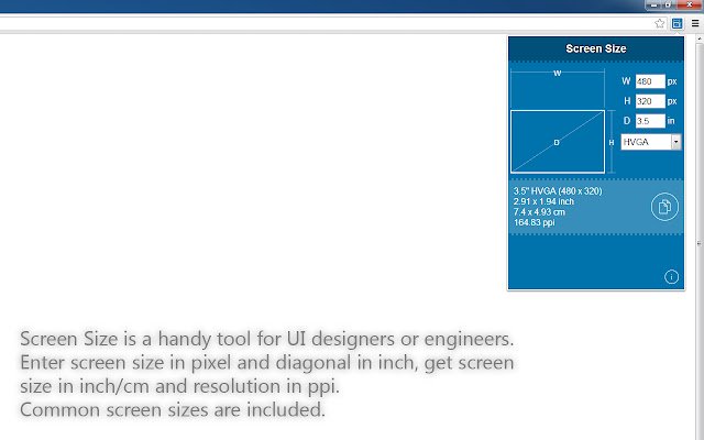 Screen Size  from Chrome web store to be run with OffiDocs Chromium online