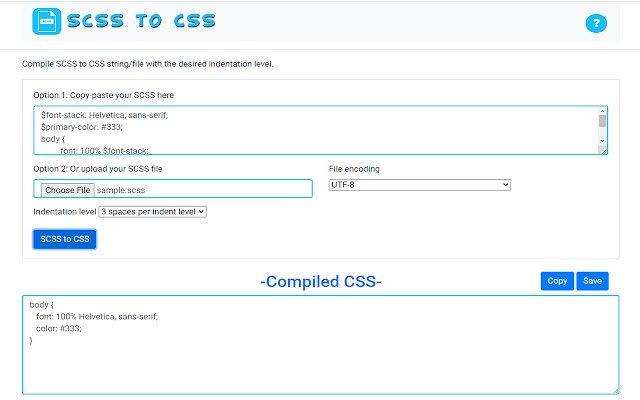 SCSS to CSS  from Chrome web store to be run with OffiDocs Chromium online