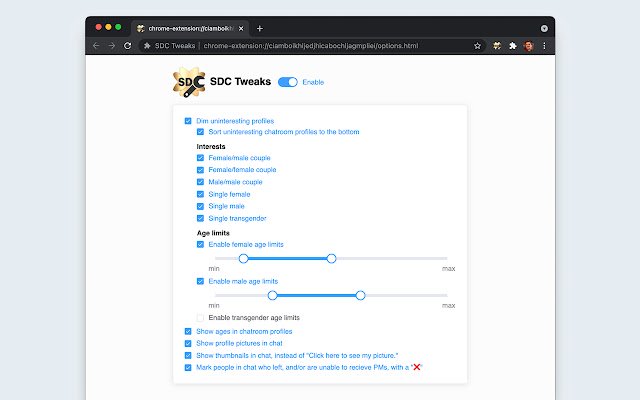 SDC Tweaks  from Chrome web store to be run with OffiDocs Chromium online