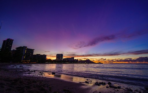 Sea, Beach and Buildings at Sunset  from Chrome web store to be run with OffiDocs Chromium online