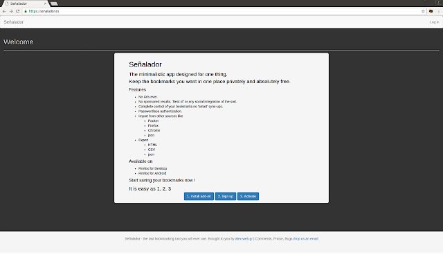 Señalador  from Chrome web store to be run with OffiDocs Chromium online