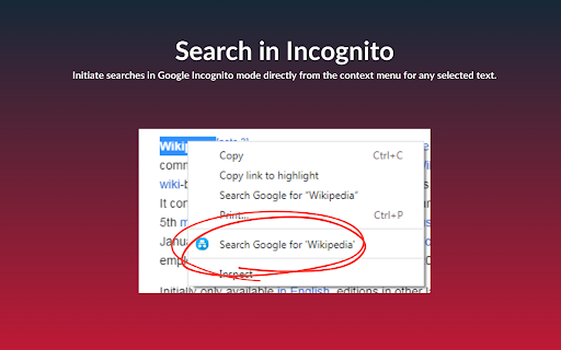 Search in Incognito  from Chrome web store to be run with OffiDocs Chromium online