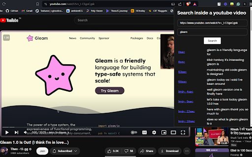 Search inside a YT video  from Chrome web store to be run with OffiDocs Chromium online
