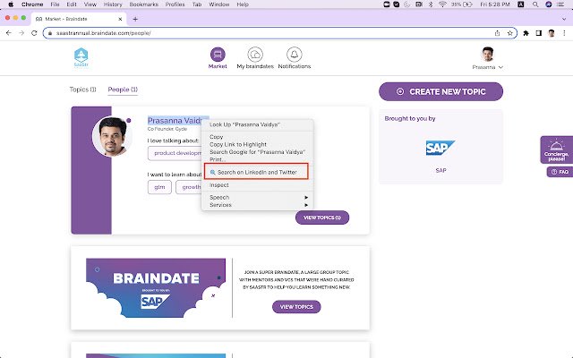 Search on LinkedIn  Twitter with a click!  from Chrome web store to be run with OffiDocs Chromium online