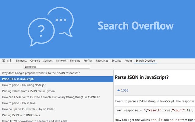 Search Overflow uit de Chrome-webwinkel om uit te voeren met OffiDocs Chromium online