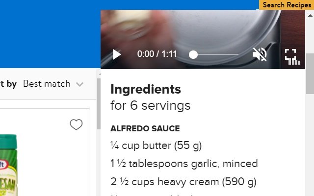 Search Recipes  from Chrome web store to be run with OffiDocs Chromium online