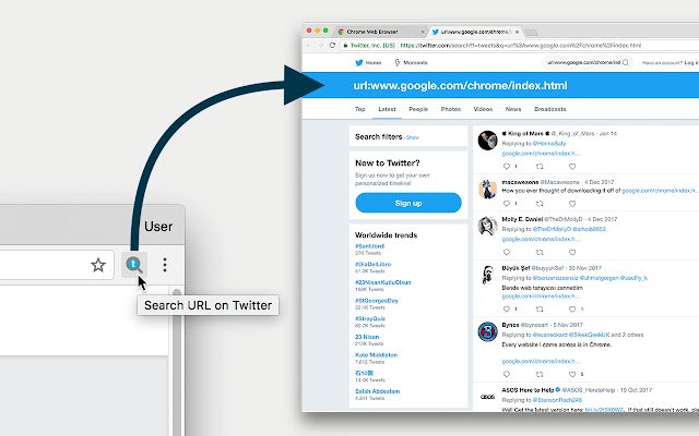 Search URL on Twitter  from Chrome web store to be run with OffiDocs Chromium online