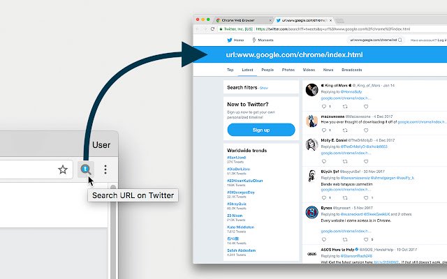 Cari URL di Twitter dari toko web Chrome untuk dijalankan dengan OffiDocs Chromium online