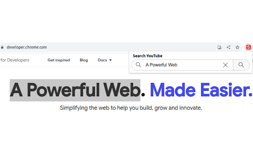 SearchYoutube  from Chrome web store to be run with OffiDocs Chromium online
