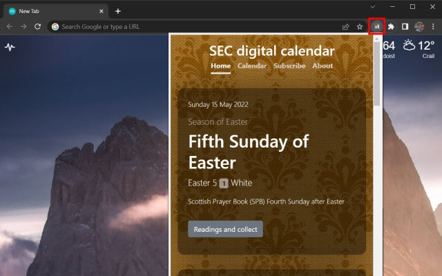 Chrome ウェブストアの SEC Digital Calendar と Lectionary を OffiDocs Chromium online で実行
