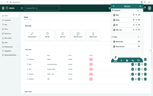 Segura® MySafe  from Chrome web store to be run with OffiDocs Chromium online
