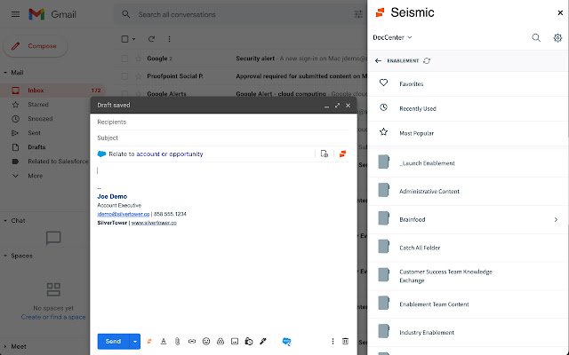 Seismic עבור Gmail מחנות האינטרנט של Chrome להפעלה עם OffiDocs Chromium באינטרנט