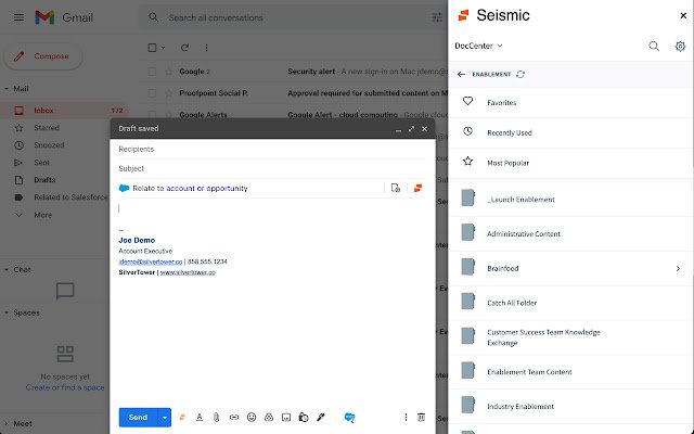 OffiDocs Chromium 온라인과 함께 실행되는 Chrome 웹 스토어의 Gmail용 Seismic