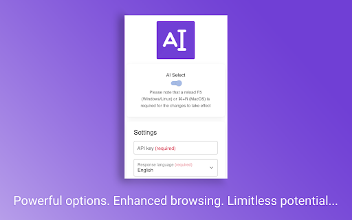 Select AI  from Chrome web store to be run with OffiDocs Chromium online