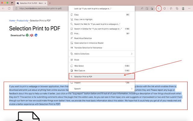 Selection Print to PDF from Chrome web store to be run with OffiDocs Chromium online Selection Print to PDF from Chrome web store to be run with OffiDocs Chromium online