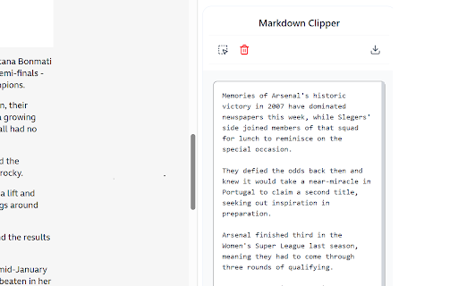 selection to markdown  from Chrome web store to be run with OffiDocs Chromium online