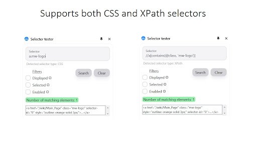 Selector Tester  from Chrome web store to be run with OffiDocs Chromium online