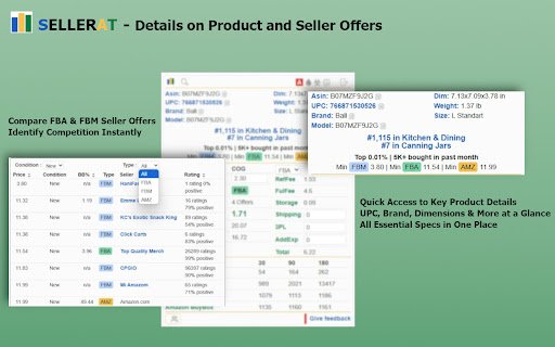 SELLERAT Amazon Product Research Tool for FBA  FBM Sellers  from Chrome web store to be run with OffiDocs Chromium online