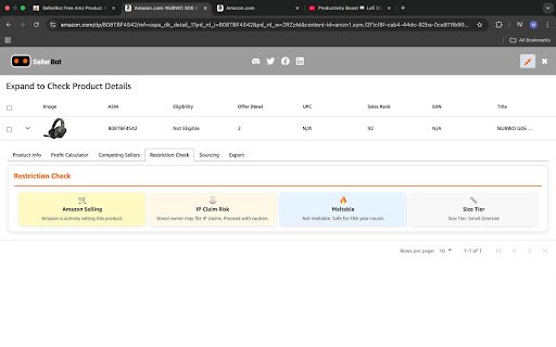 SellerBot Free Amz Product Research Tool  from Chrome web store to be run with OffiDocs Chromium online