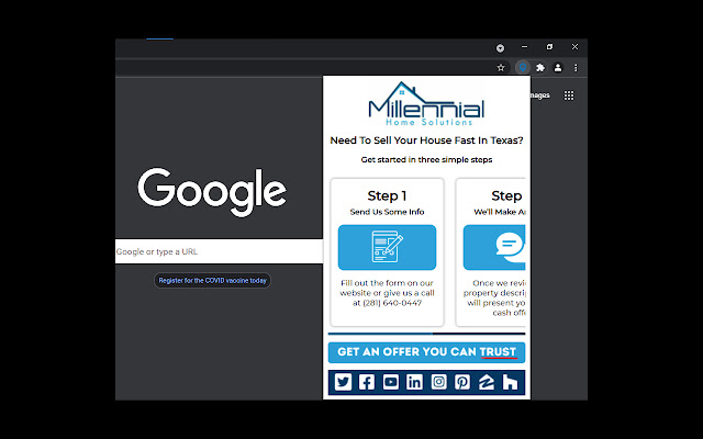 OffiDocs Chromiumオンラインで実行されるChrome WebストアからのSell My House Fast Houston