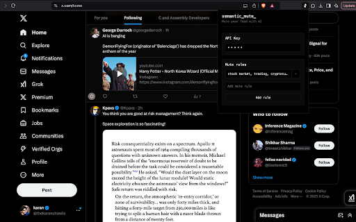 Semantic Mute  from Chrome web store to be run with OffiDocs Chromium online