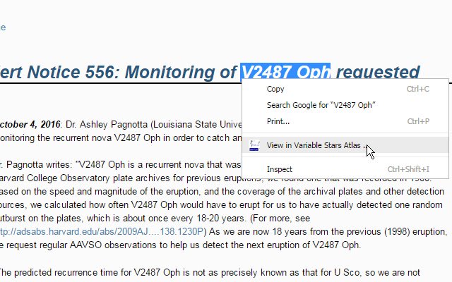 Send2VarStarsAtlas  from Chrome web store to be run with OffiDocs Chromium online