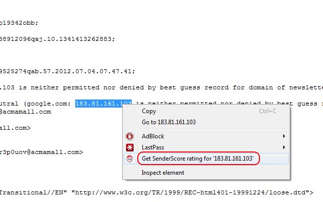 SenderScore Rating  from Chrome web store to be run with OffiDocs Chromium online