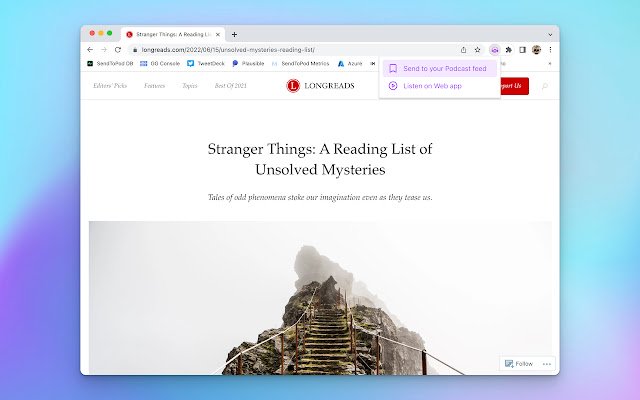 SendToPod Send web articles to Podcast  from Chrome web store to be run with OffiDocs Chromium online