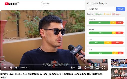 Sentiment Analysis for Youtube™  from Chrome web store to be run with OffiDocs Chromium online