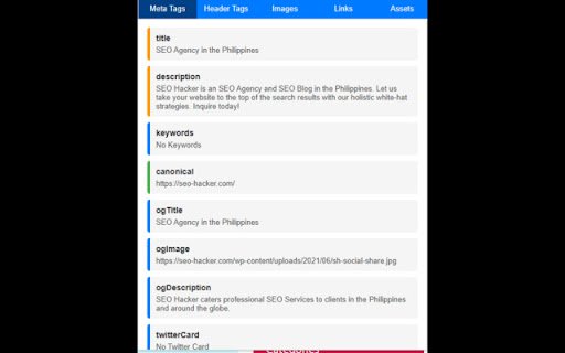 SEO Hackers SEO Extension Tool  from Chrome web store to be run with OffiDocs Chromium online