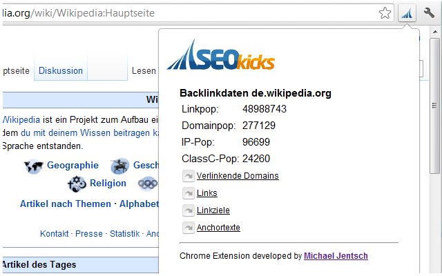 SEOkicks Backlinkdaten de la boutique en ligne Chrome à exécuter avec OffiDocs Chromium en ligne