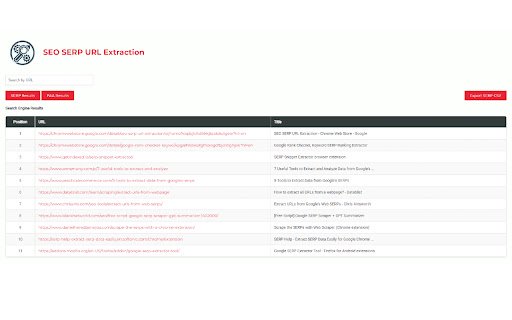 SEO SERP Extraction Tool  from Chrome web store to be run with OffiDocs Chromium online