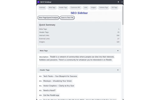 SEO Sidebar  from Chrome web store to be run with OffiDocs Chromium online