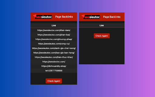 SeoSieuToc Backlink Checker  from Chrome web store to be run with OffiDocs Chromium online