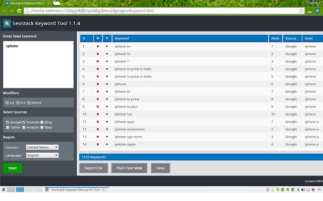 SeoStack Keyword Tool  from Chrome web store to be run with OffiDocs Chromium online