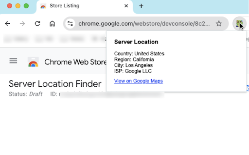 Server Location Finder  from Chrome web store to be run with OffiDocs Chromium online