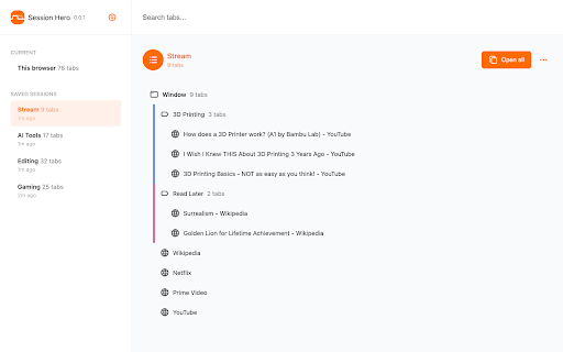 Session Hero  from Chrome web store to be run with OffiDocs Chromium online