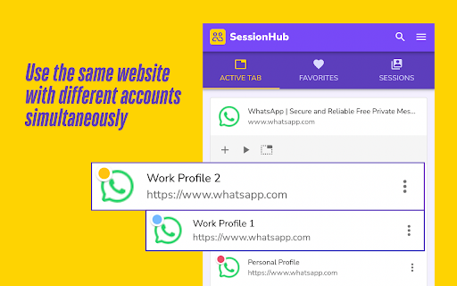 SessionHub: Multi Account Browsing in Isolated Tabs  from Chrome web store to be run with OffiDocs Chromium online