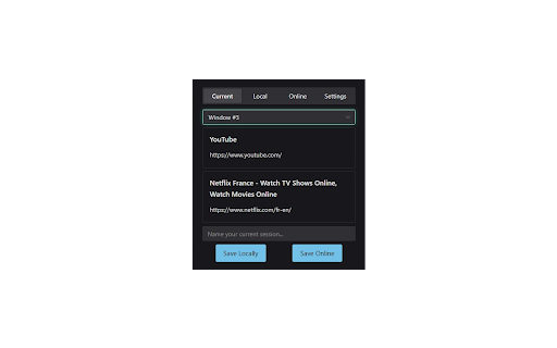 Session Saver  from Chrome web store to be run with OffiDocs Chromium online