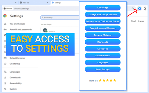 Settings  from Chrome web store to be run with OffiDocs Chromium online