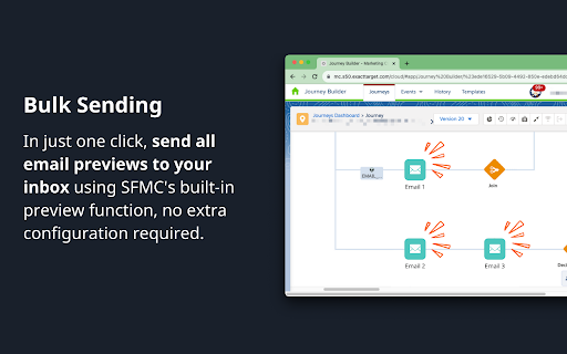 SFMC Journey Email Previews Sender from Chrome web store to be run with OffiDocs Chromium online SFMC Journey Email Previews Sender from Chrome web store to be run with OffiDocs Chromium online