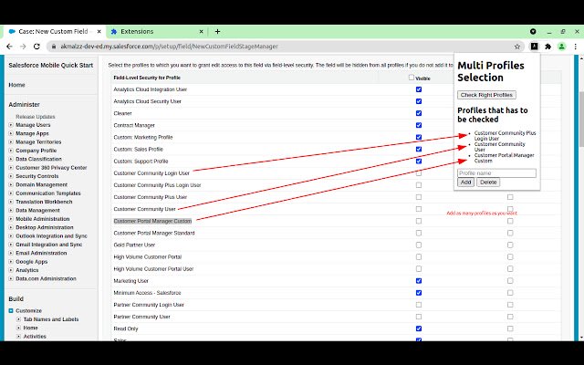 SF Multi Profile Selection  from Chrome web store to be run with OffiDocs Chromium online