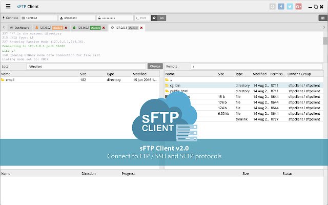 عميل sFTP من متجر Chrome الإلكتروني ليتم تشغيله باستخدام OffiDocs Chromium عبر الإنترنت