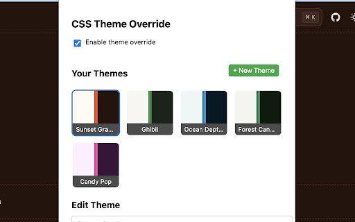 Shadcn/UI Theme Override  from Chrome web store to be run with OffiDocs Chromium online