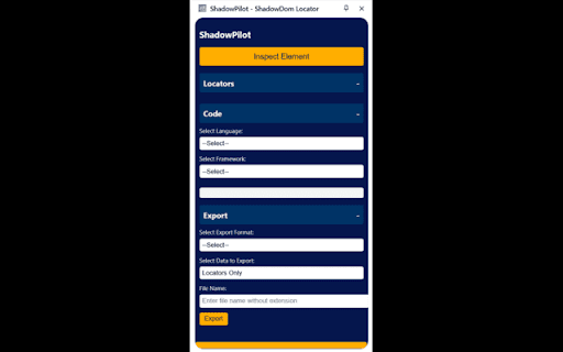 ShadowPilot ShadowDom Locator  from Chrome web store to be run with OffiDocs Chromium online ShadowPilot ShadowDom Locator  from Chrome web store to be run with OffiDocs Chromium online